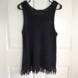 Sanctuary Black Knit Tank Top With Fringe Bottom. Size M. #SW